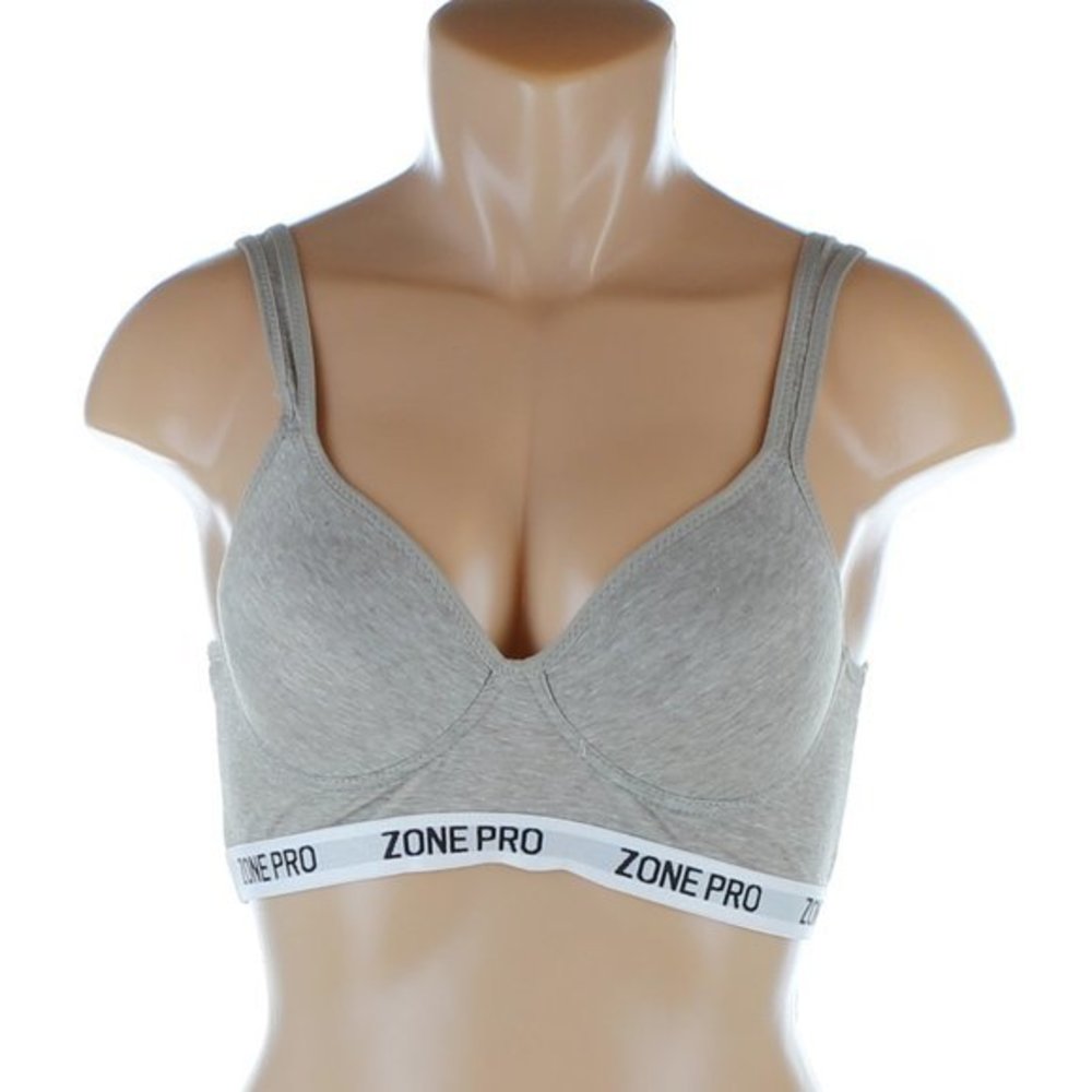Zone Pro | Wire Free Comfort Fit Gray Sports Bra